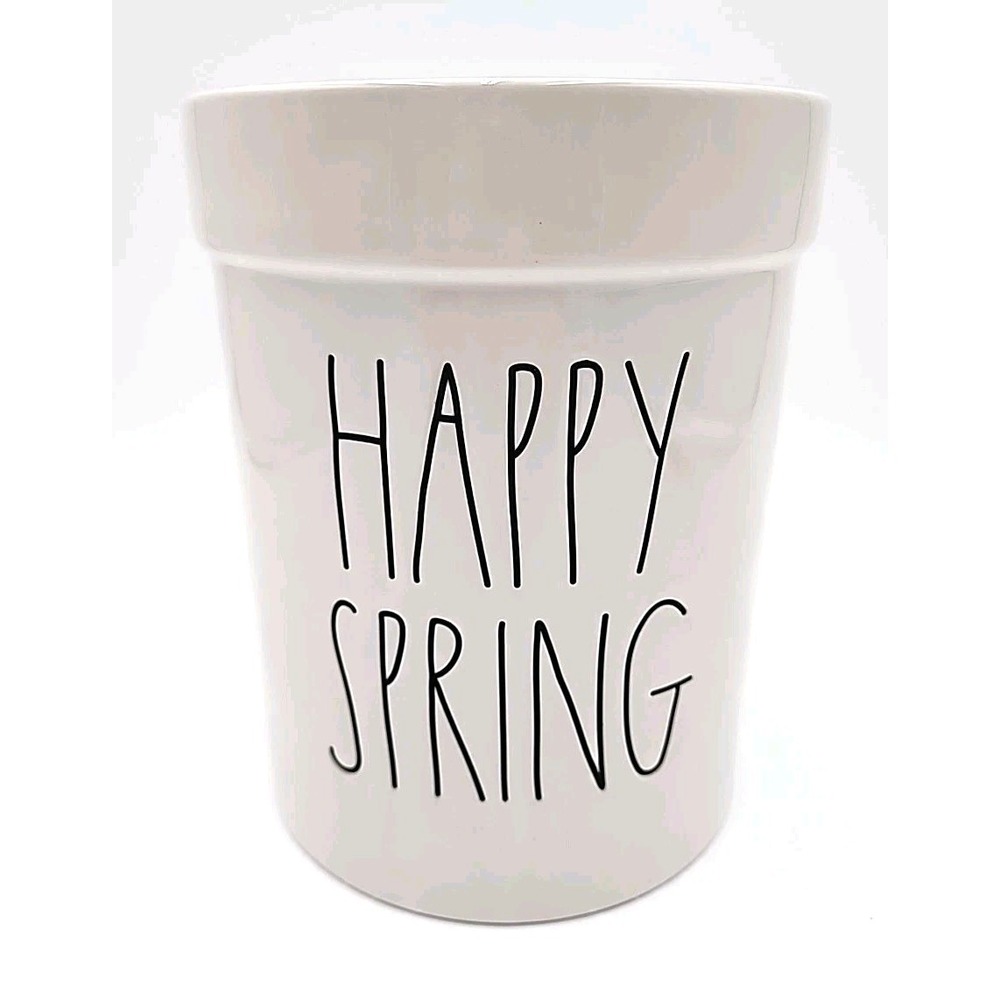 Rae Dunn Happy Spring Large Utensil Tool Holder Crock Kitchen Organizer NOS